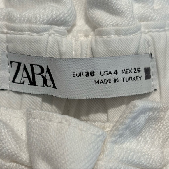 ZARA Sz 4 Paperbag Waist Baggy Leg Denim No Fabric Tag High Rise Jeans Pants - Picture 12 of 12